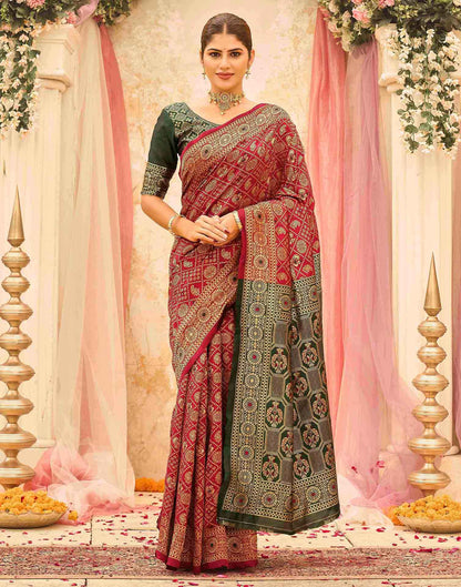 Red Silk Woven Banarasi Saree