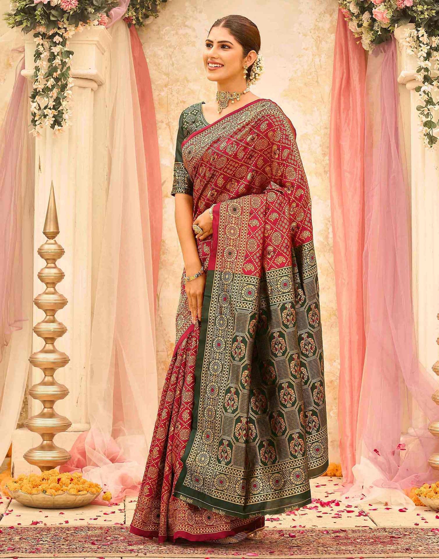 Red Silk Woven Banarasi Saree