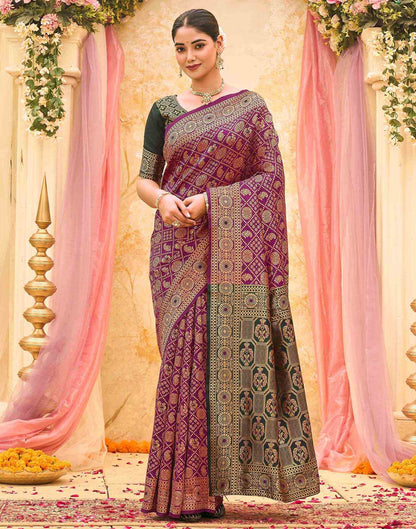 Purple Silk Woven Banarasi Saree