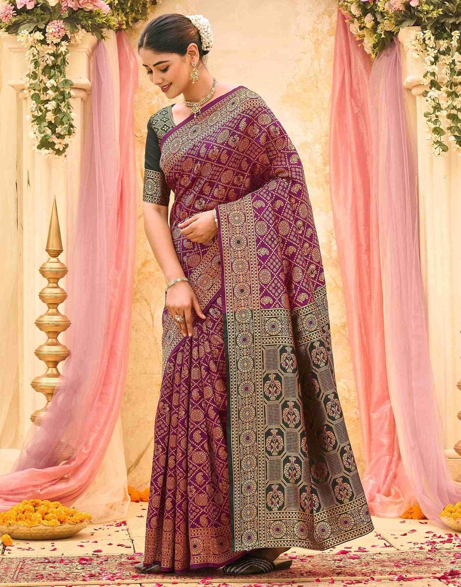 Purple Silk Woven Banarasi Saree