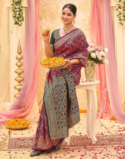 Purple Silk Woven Banarasi Saree