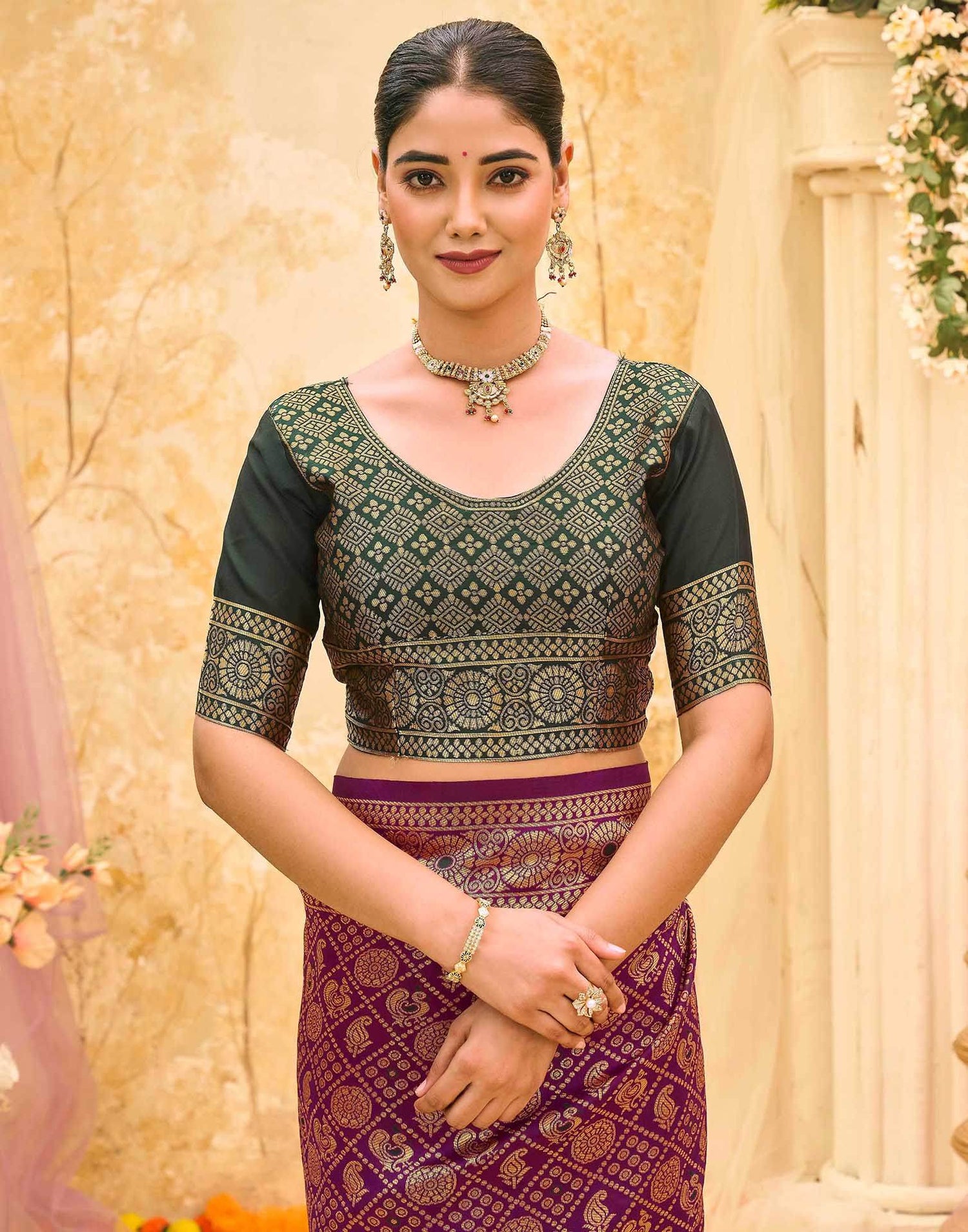 Purple Silk Woven Banarasi Saree