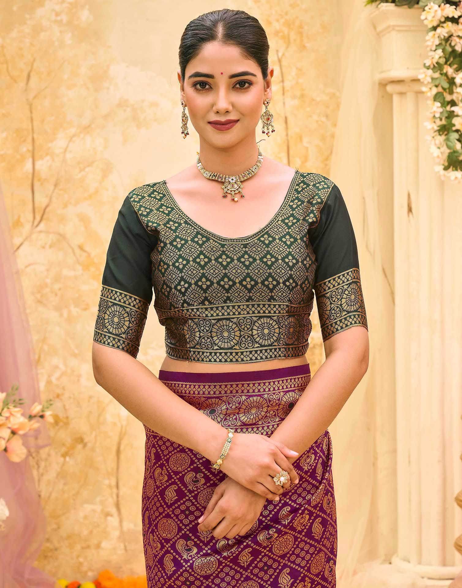 Purple Silk Woven Banarasi Saree