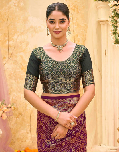Purple Silk Woven Banarasi Saree