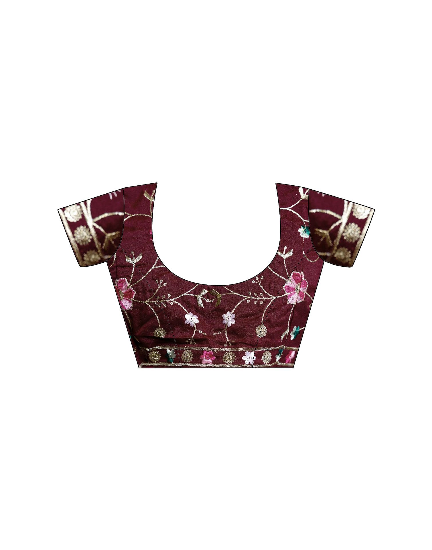 Maroon Shimmer Embroidery lace Saree