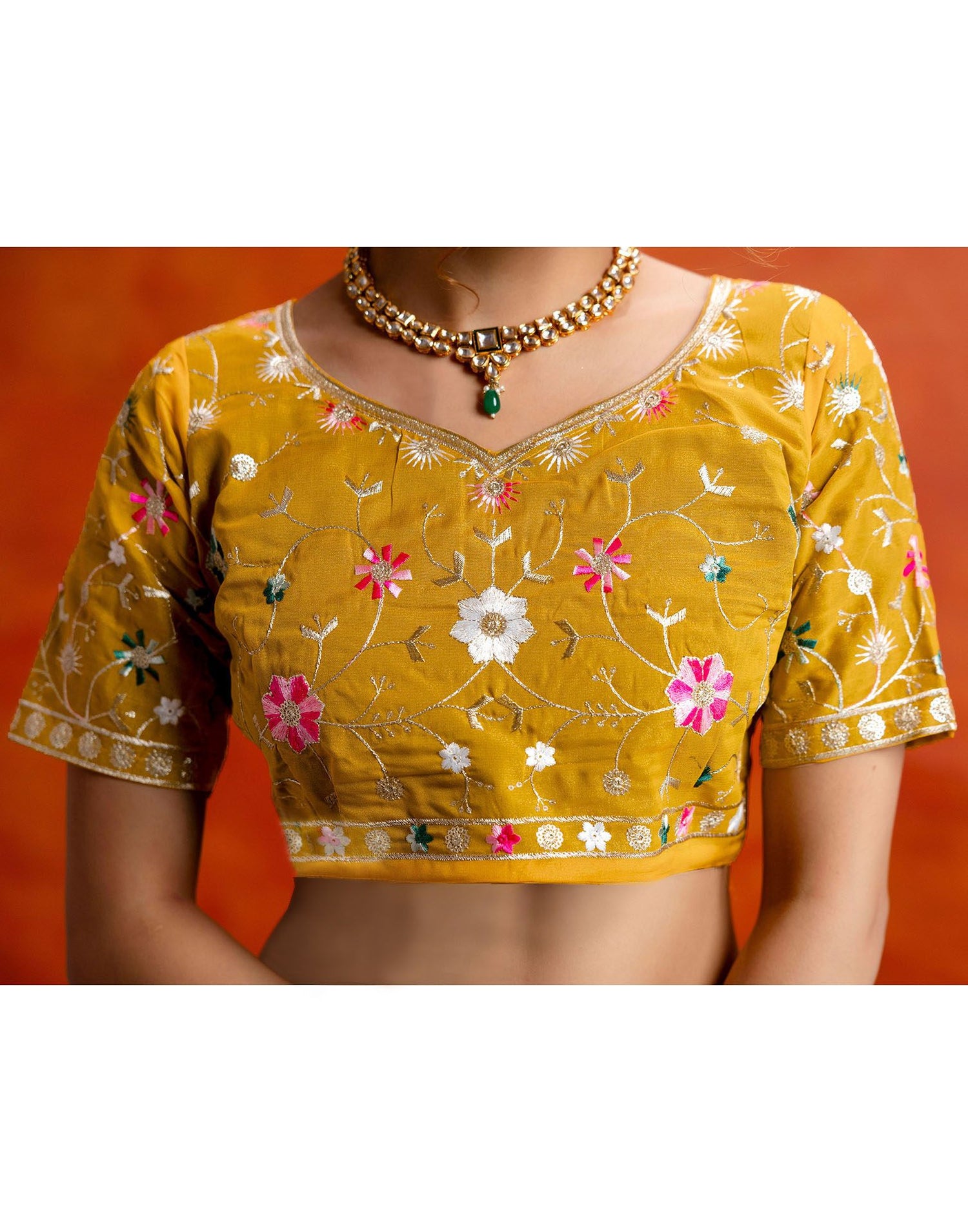 Yellow Shimmer Embroidery lace Saree
