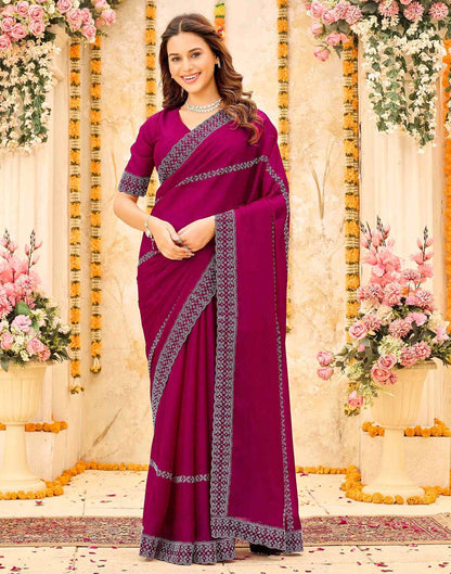 Rani Pink Shimmer Stone Work Swarovski Saree