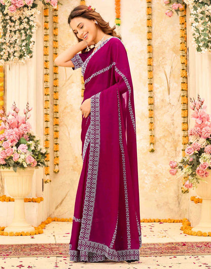 Rani Pink Shimmer Stone Work Swarovski Saree