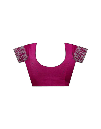 Rani Pink Shimmer Stone Work Swarovski Saree