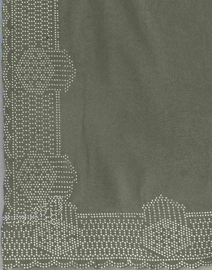Olive Green Shimmer Stone Work Swarovski Saree