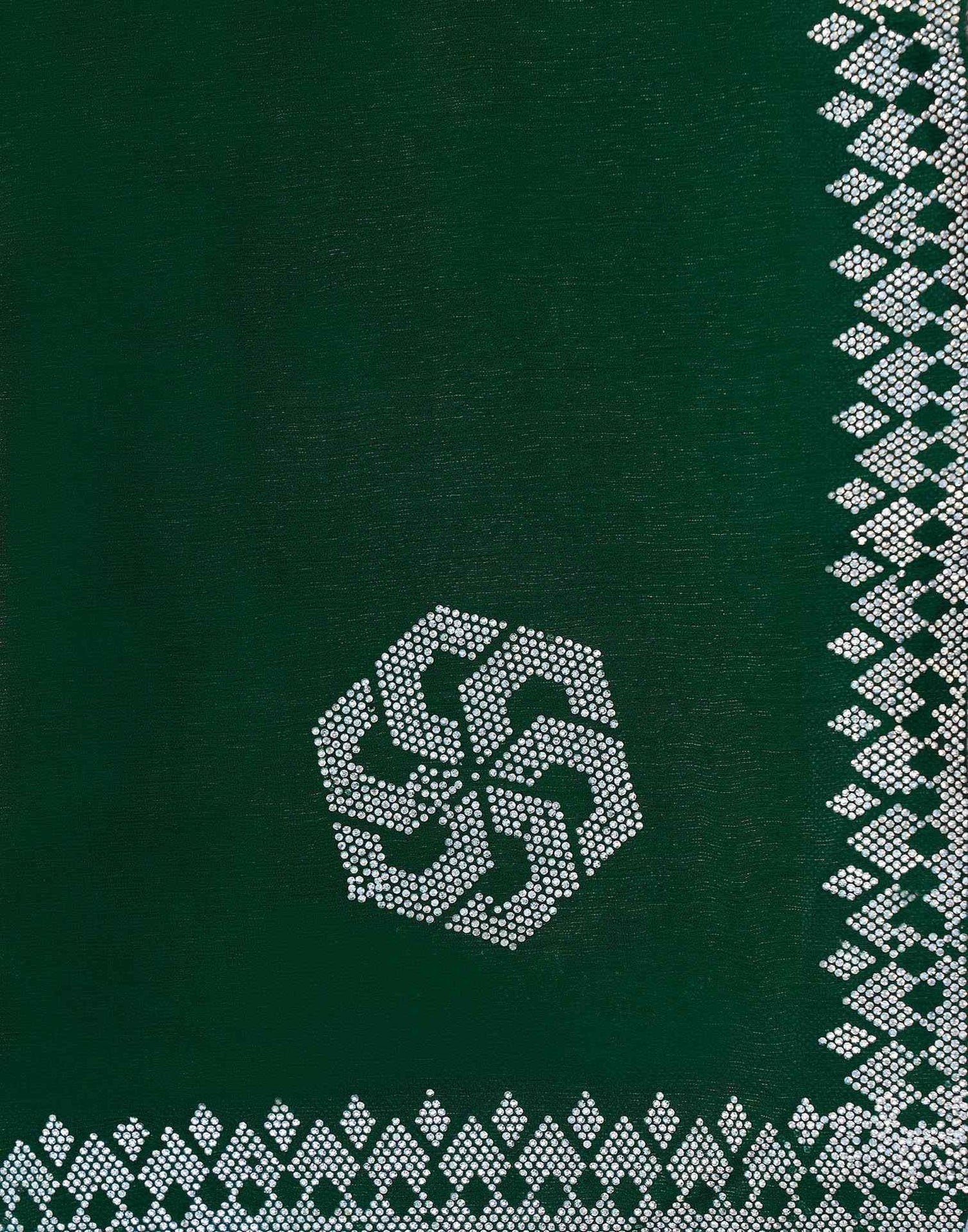 Dark Green Shimmer Stone Work Swarovski Saree