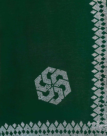 Dark Green Shimmer Stone Work Swarovski Saree
