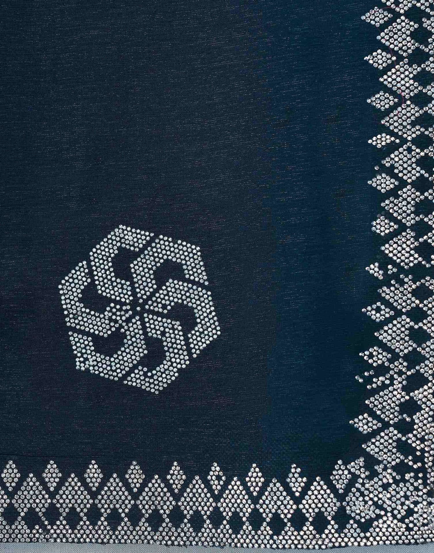 Navy Blue Shimmer Stone Work Swarovski Saree