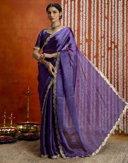 Violet Shimmer Embellished Lace Saree