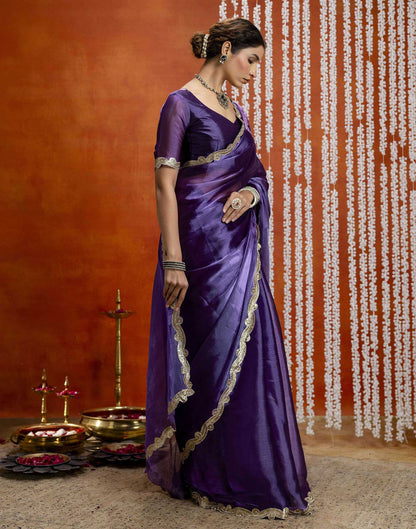 Violet Shimmer Embellished Lace Saree