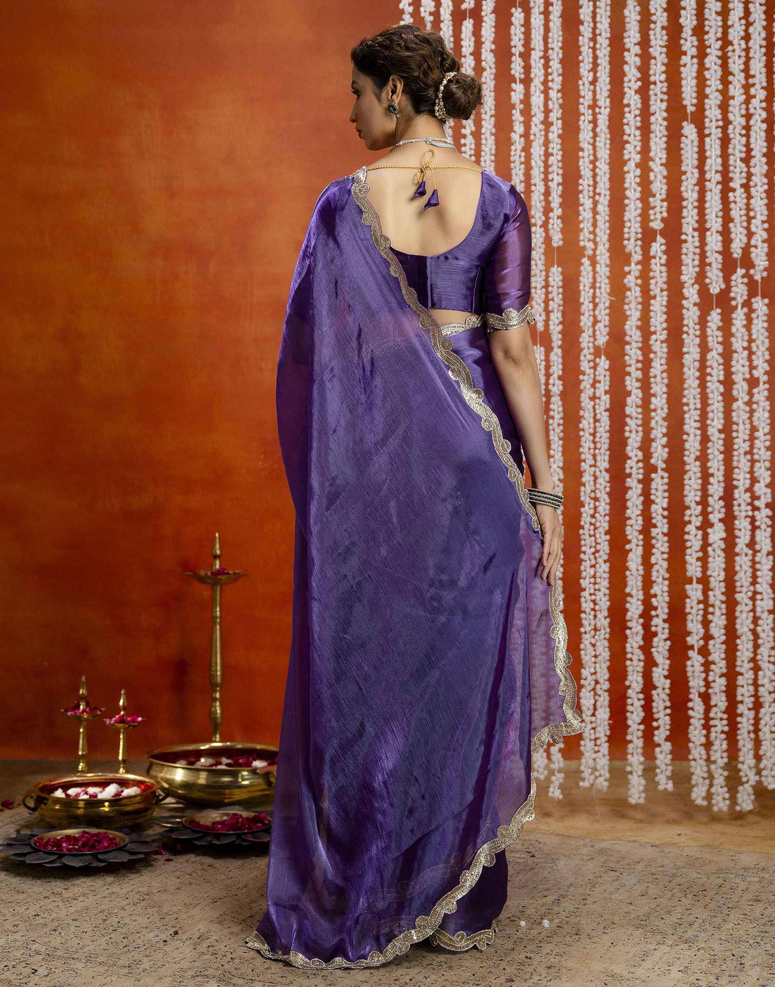 Violet Shimmer Embellished Lace Saree