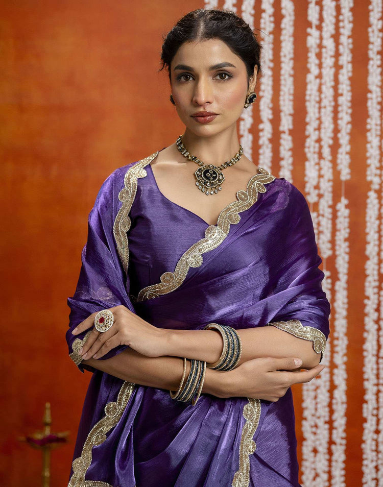 Violet Shimmer Lace Saree