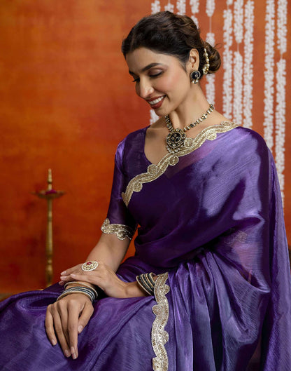 Violet Shimmer Embellished Lace Saree