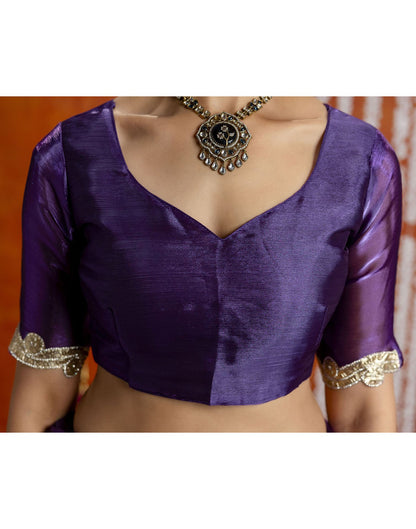 Violet Shimmer Embellished Lace Saree