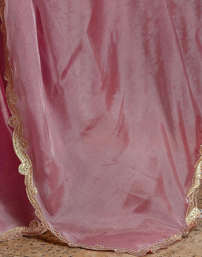 Baby Pink Shimmer Embellished Lace Saree