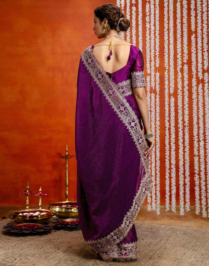 Purple Shimmer Sequence Embroidery Saree