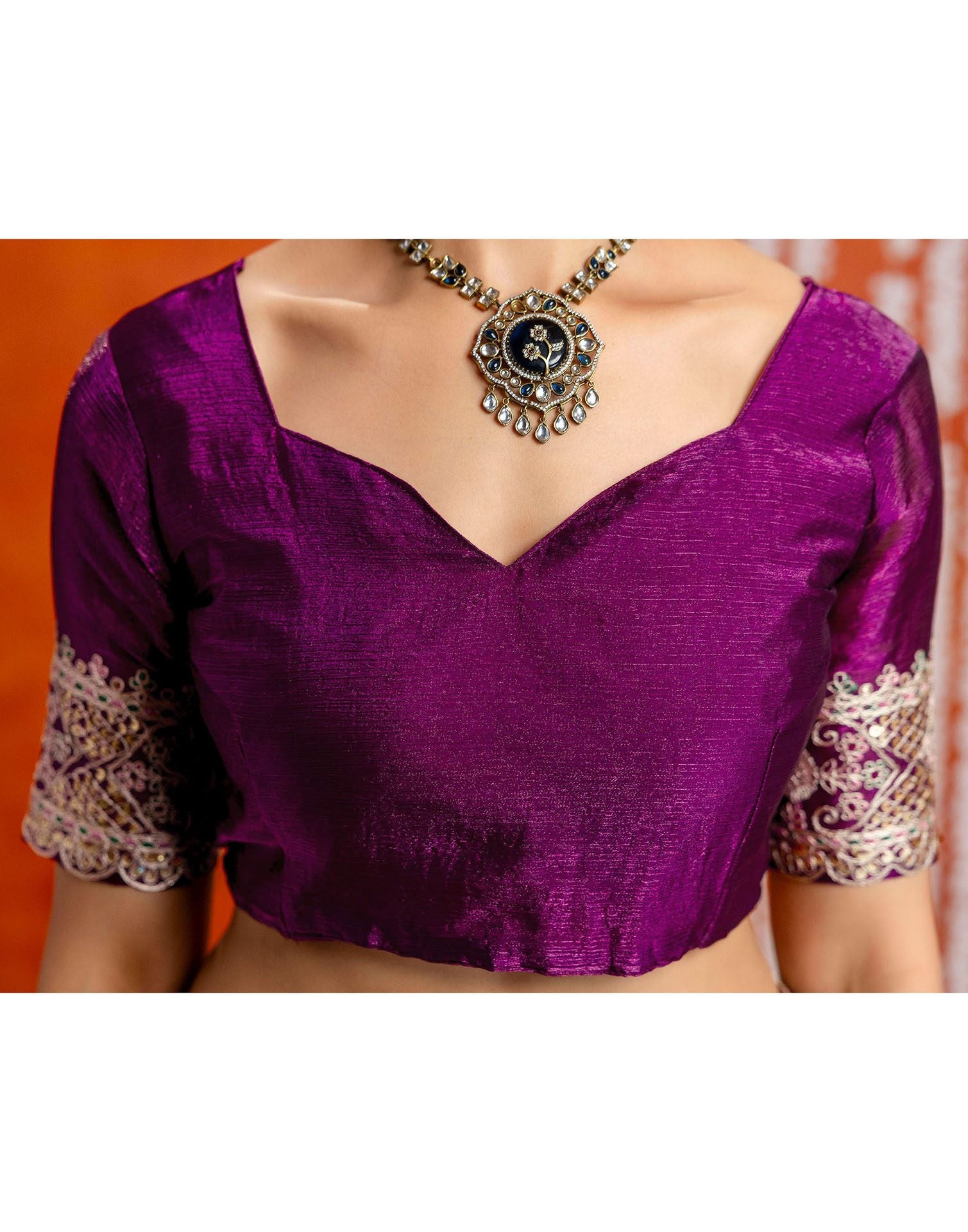 Purple Shimmer Sequence Embroidery Saree