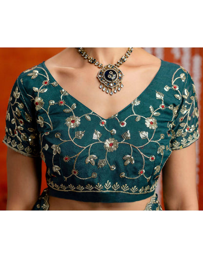 Rama Blue Shimmer Sequence Embroidery Saree