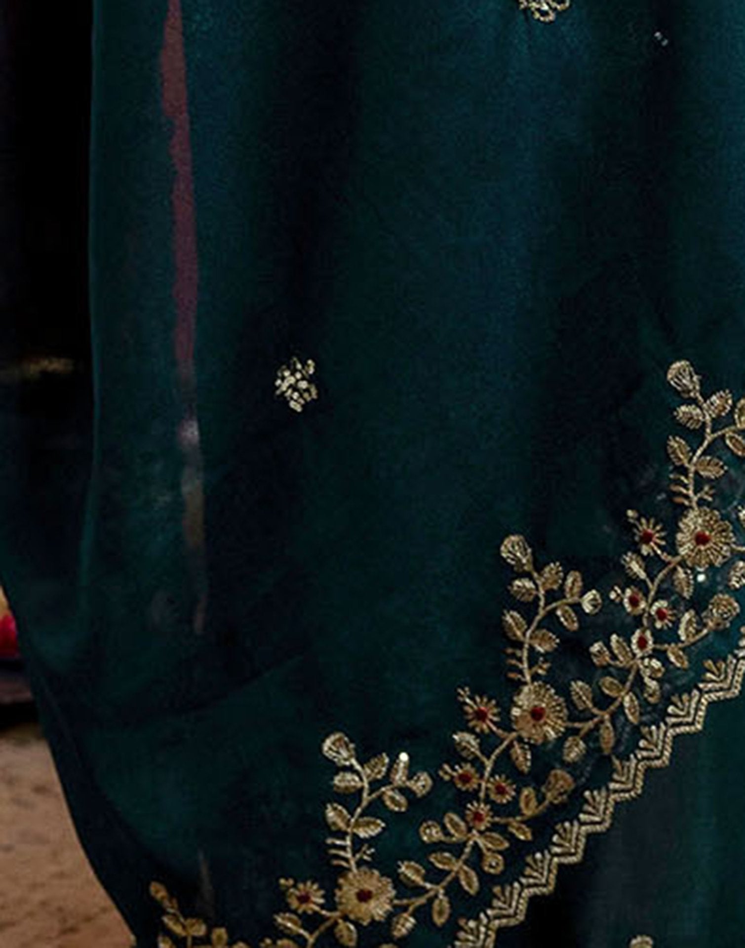 Rama Blue Shimmer Sequence Embroidery Saree