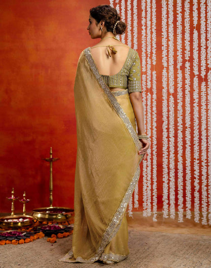 Khaki Shimmer Sequence Lace Saree