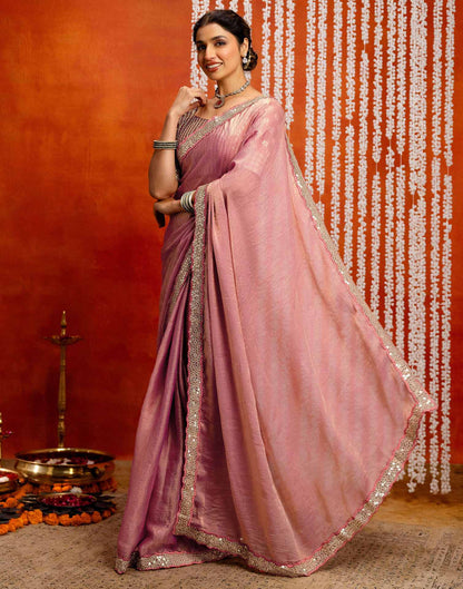 Pink Shimmer Sequence Lace Saree