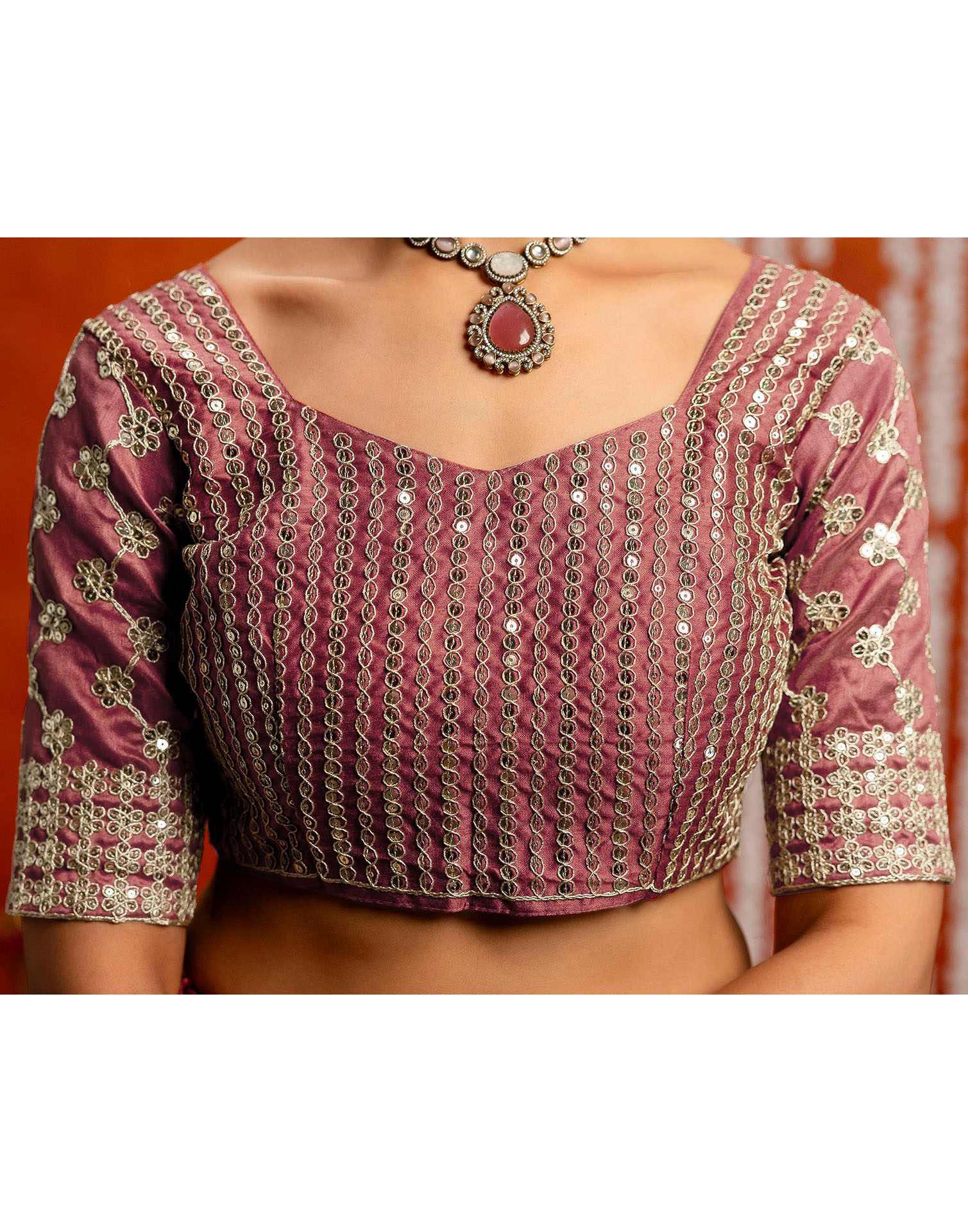 Pink Shimmer Sequence Lace Saree