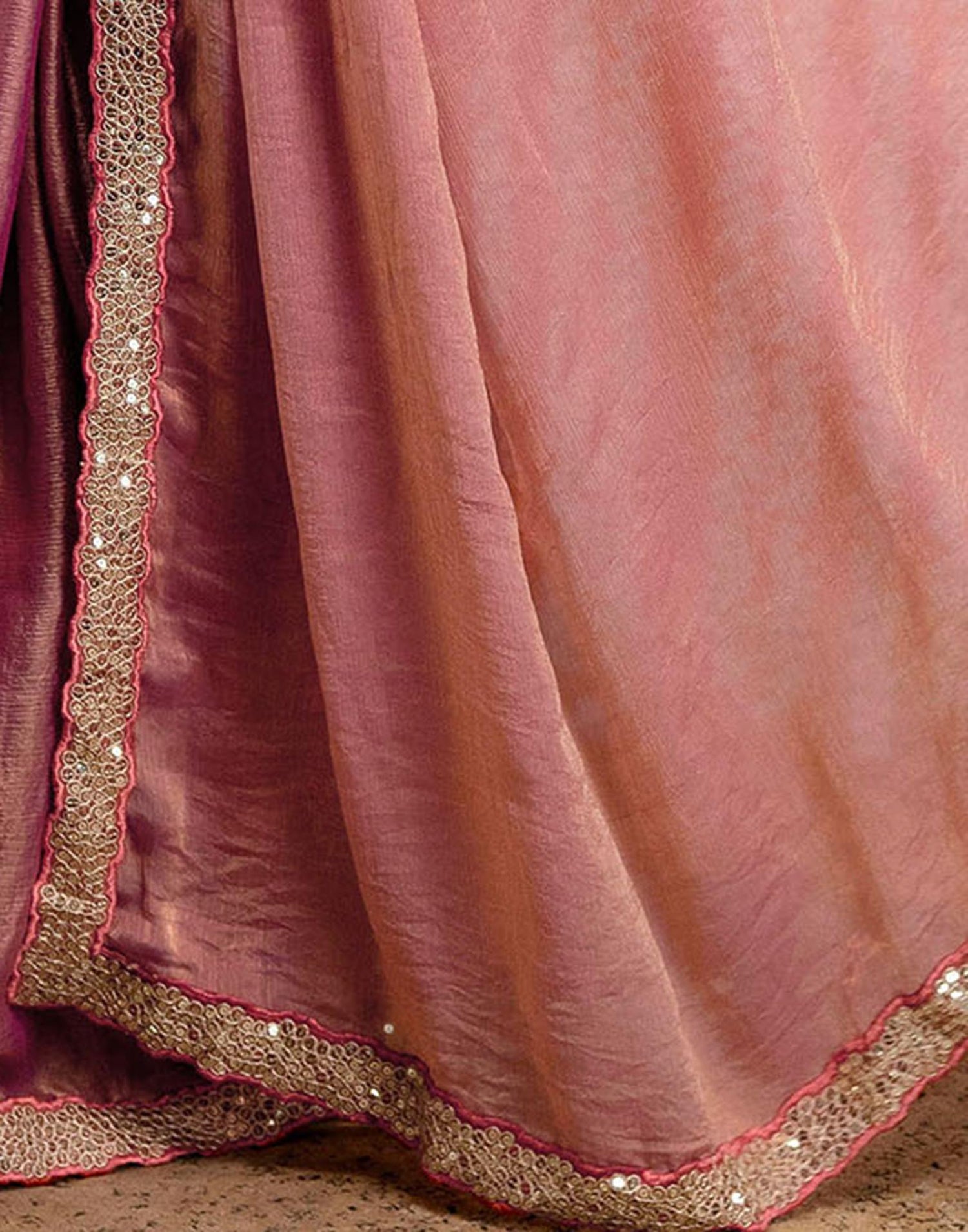 Pink Shimmer Sequence Lace Saree