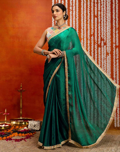 Green Shimmer Lace Saree