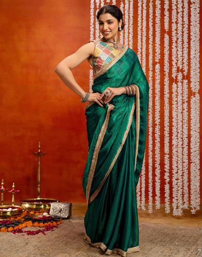 Green Shimmer Lace Saree