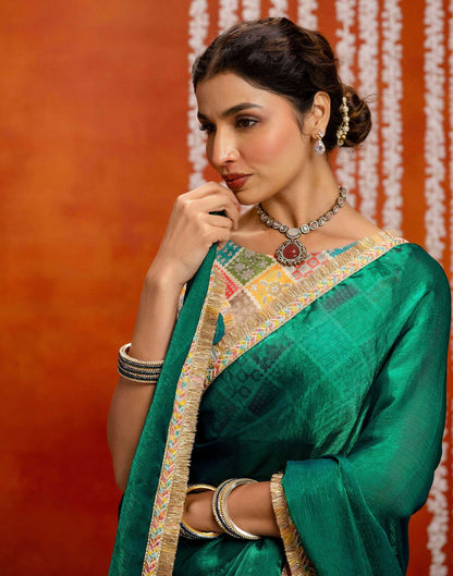 Green Shimmer Lace Saree