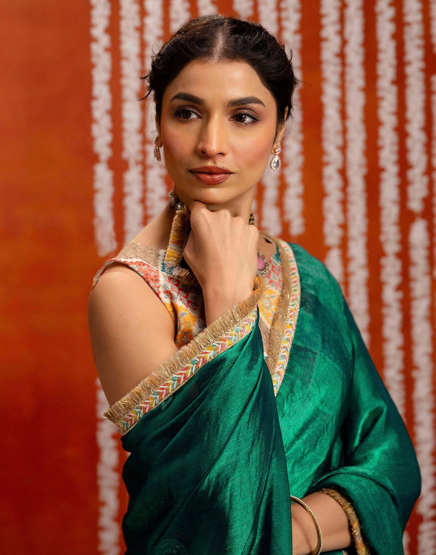 Green Shimmer Lace Saree