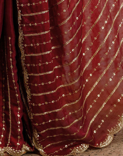 Maroon Silk Sequence Embroidery Saree