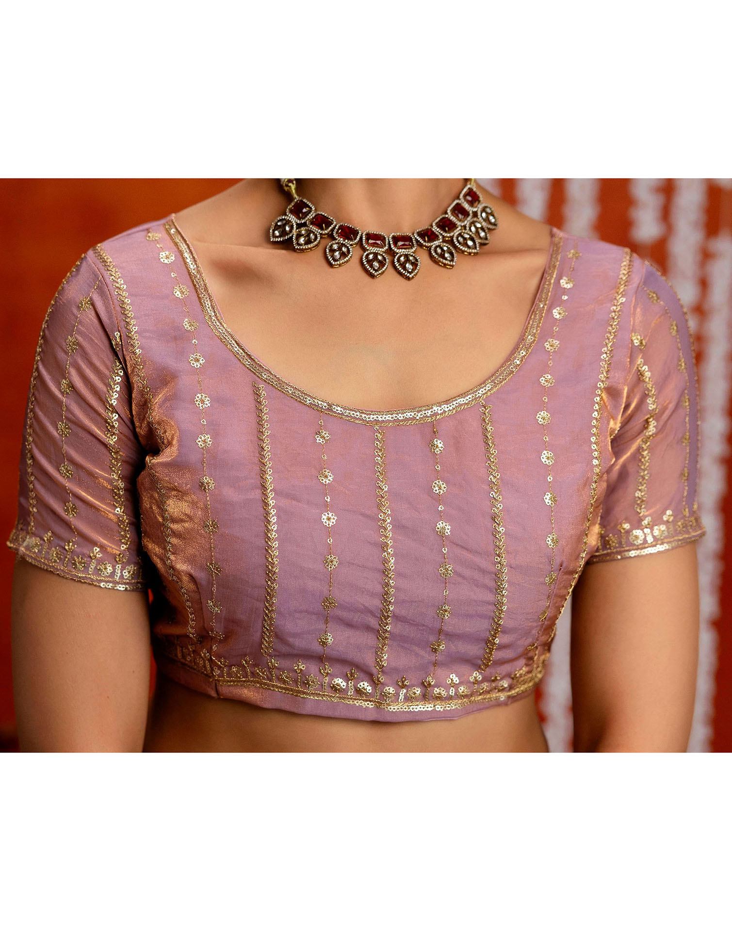 Mauve Silk Sequence Embroidery Saree