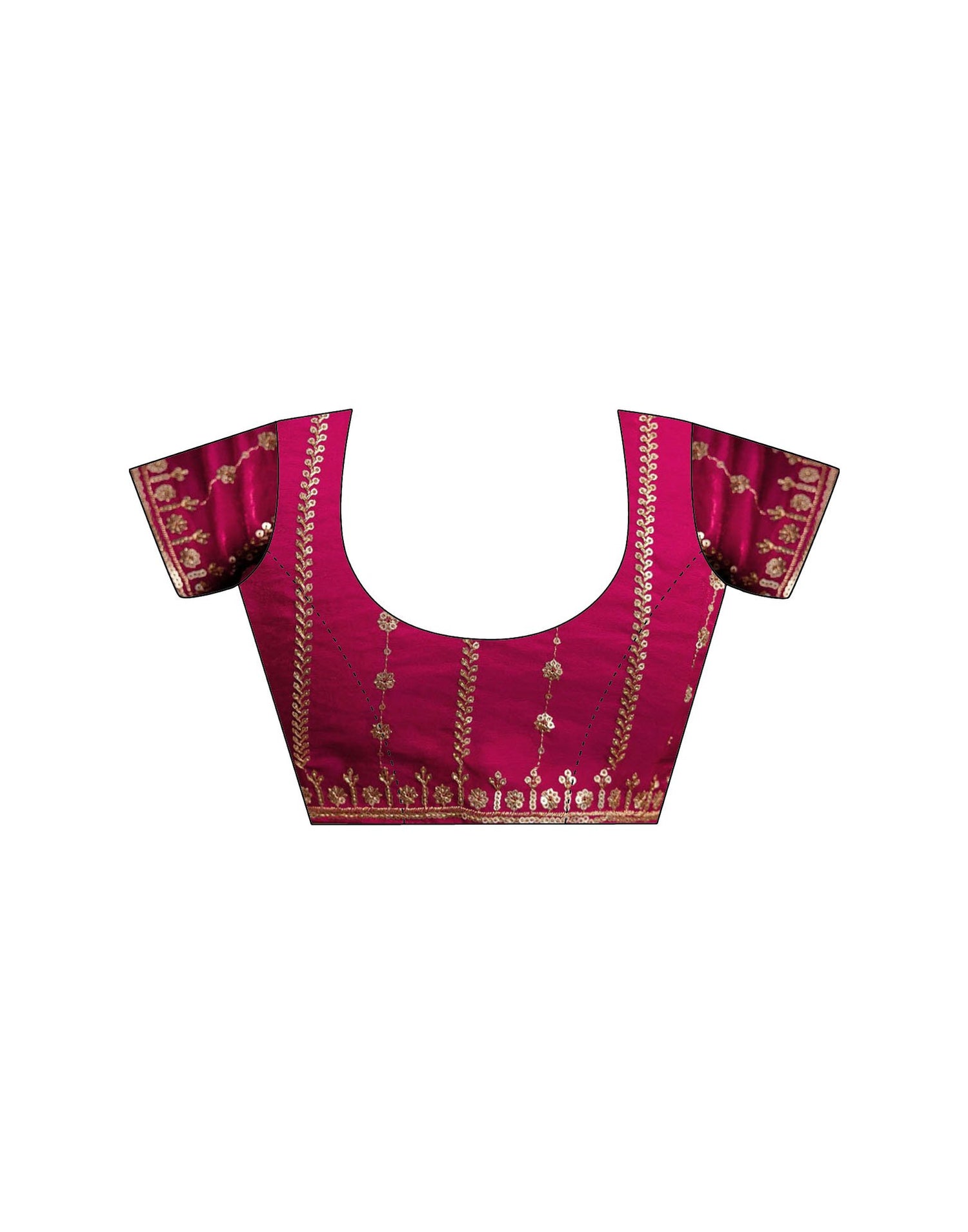 Dark Pink Silk Sequence Embroidery Saree