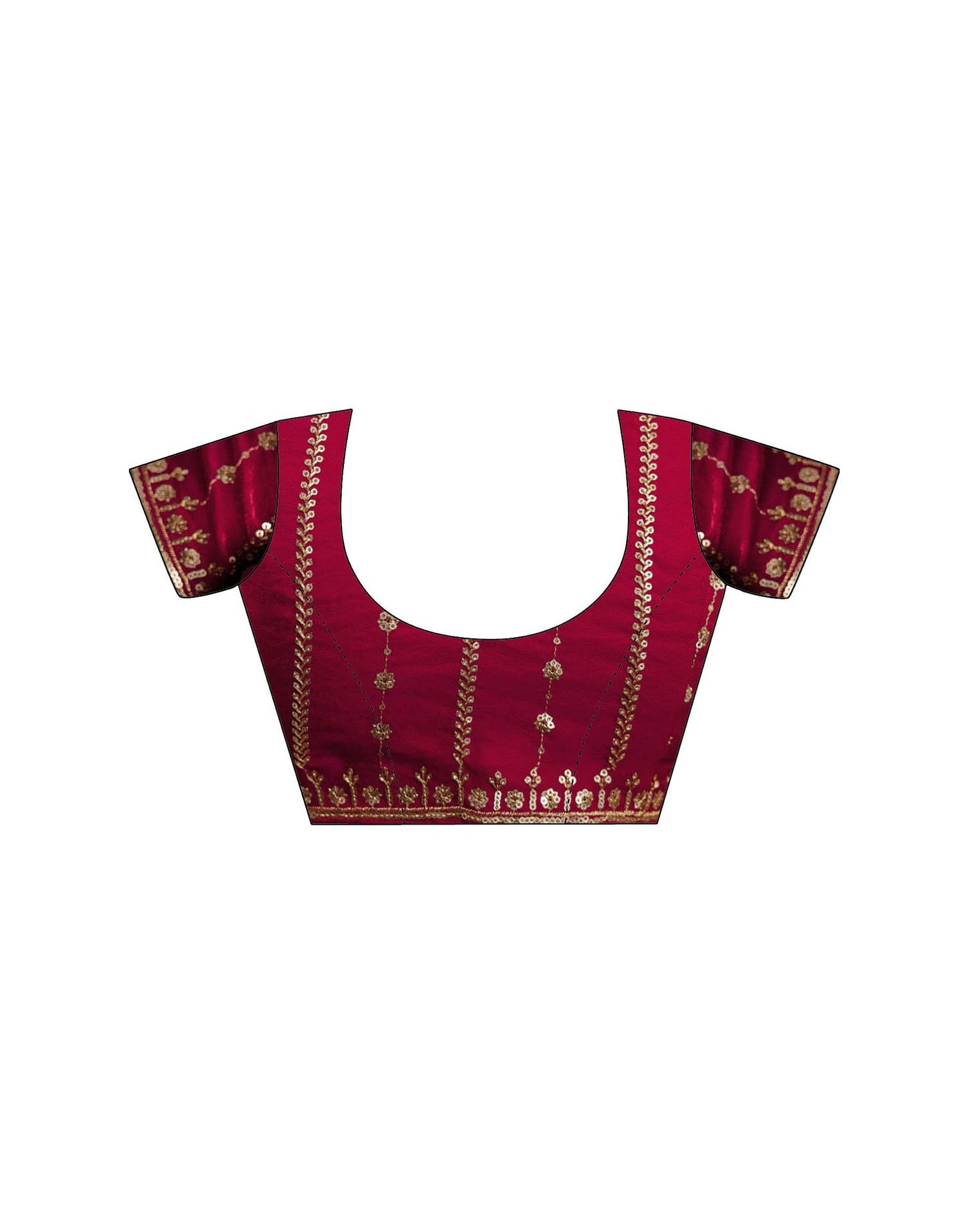 Dark Pink Silk Sequence Embroidery Saree