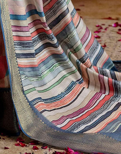 Multicoloured Cotton Printed Woven Saree