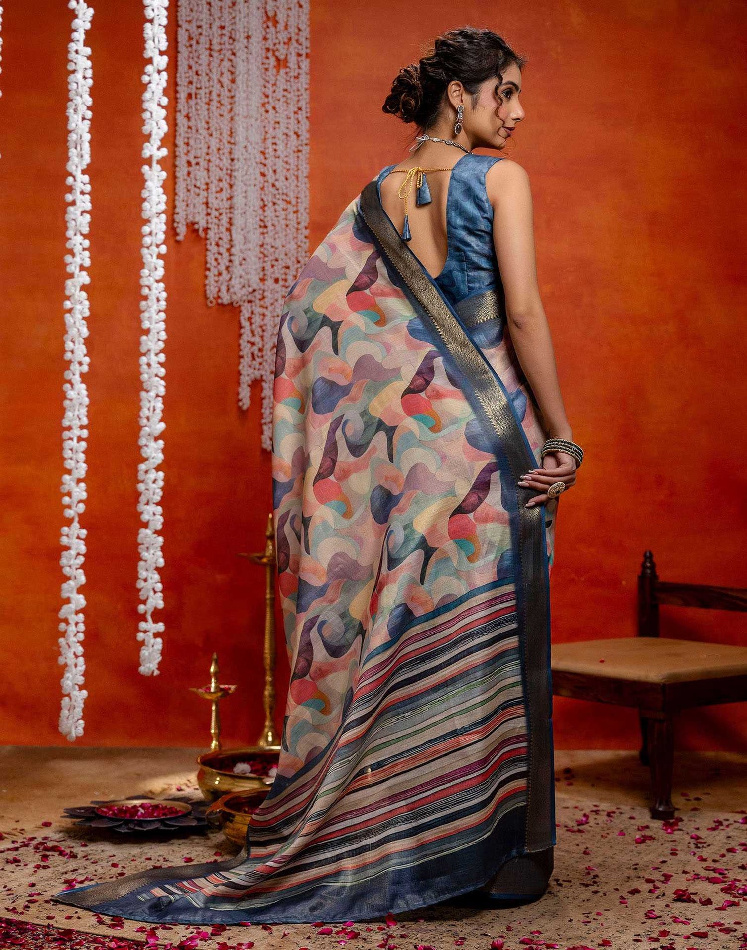 Multicoloured Cotton Printed Woven Saree