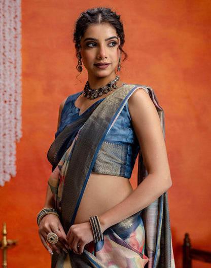 Multicoloured Cotton Printed Woven Saree