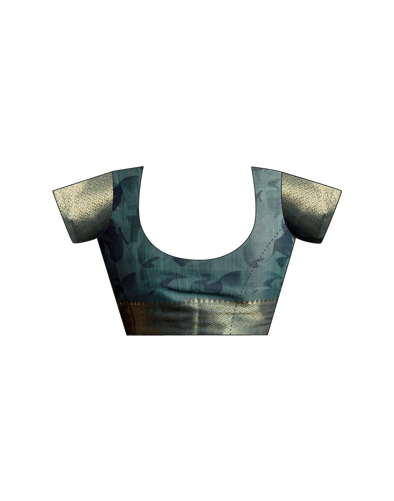 Blue Cotton Printed Woven Saree