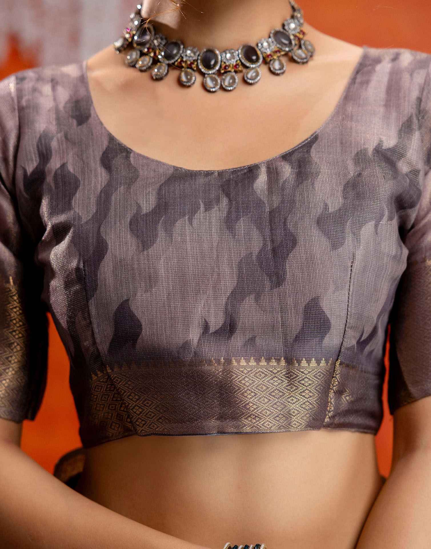 Mauve Cotton Printed Woven Saree