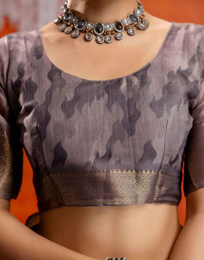 Mauve Cotton Printed Woven Saree