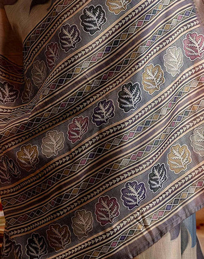Mauve Cotton Printed Woven Saree