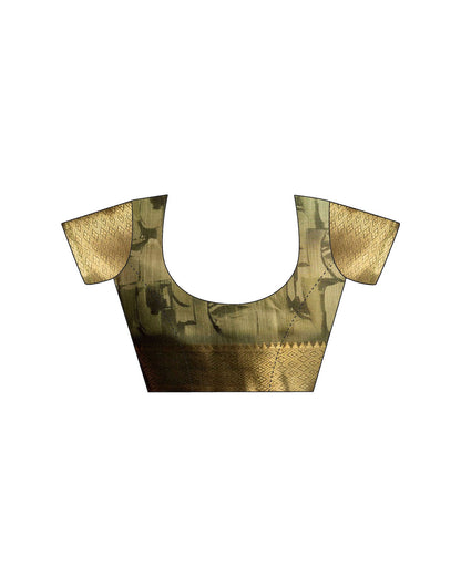 Beige Cotton Printed Woven Saree