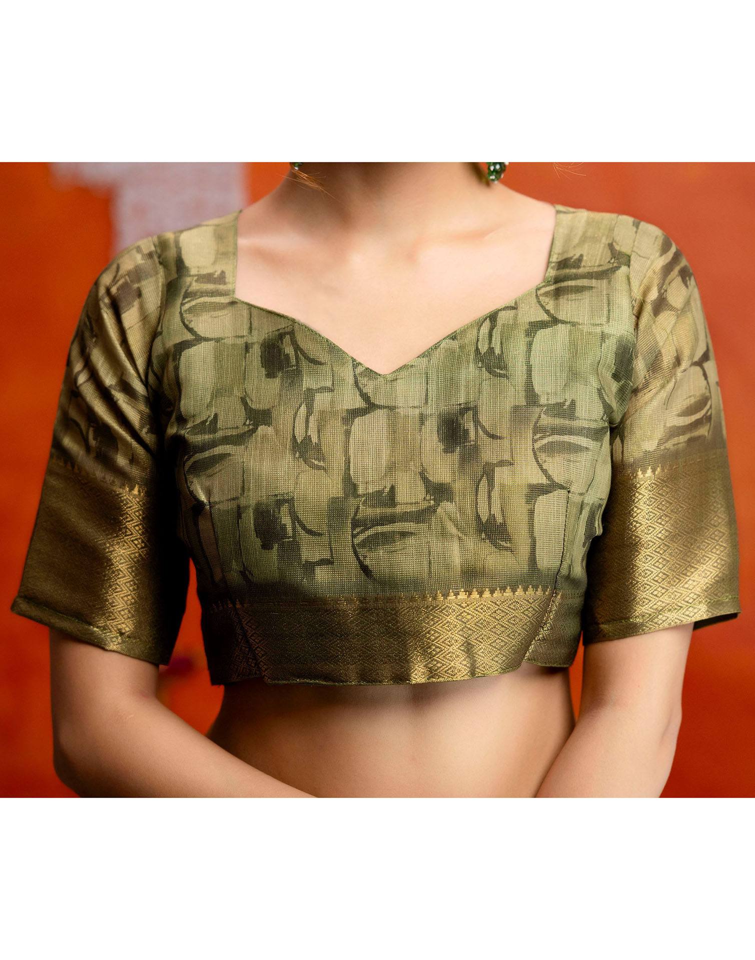 Beige Cotton Printed Woven Saree