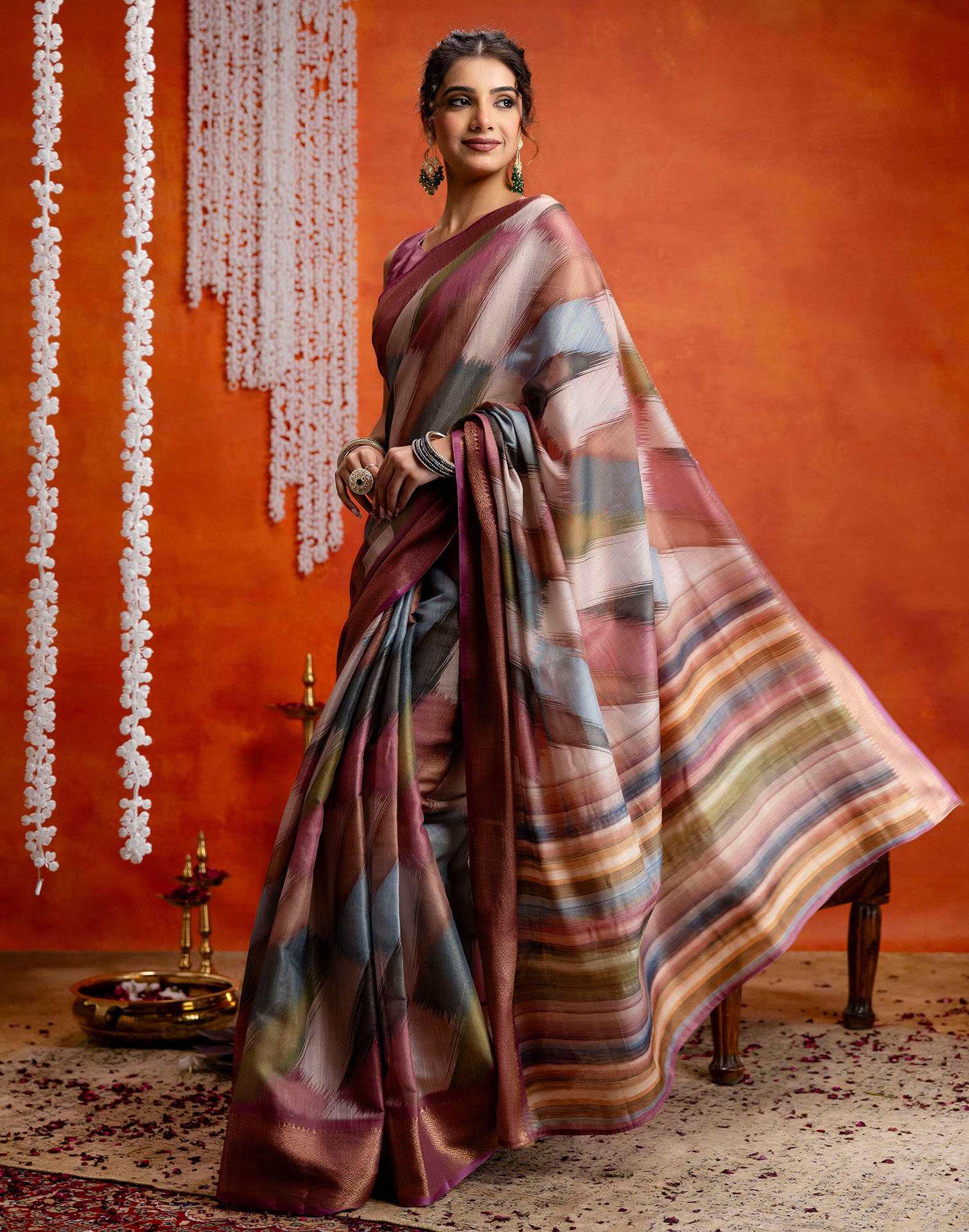 Pink Cotton Printed Woven Saree